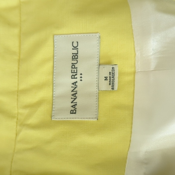 Banana Republic Yellow Cropped Pea Coat Trenchcoat Double-Breasted Style Sz M - Picture 2 of 9